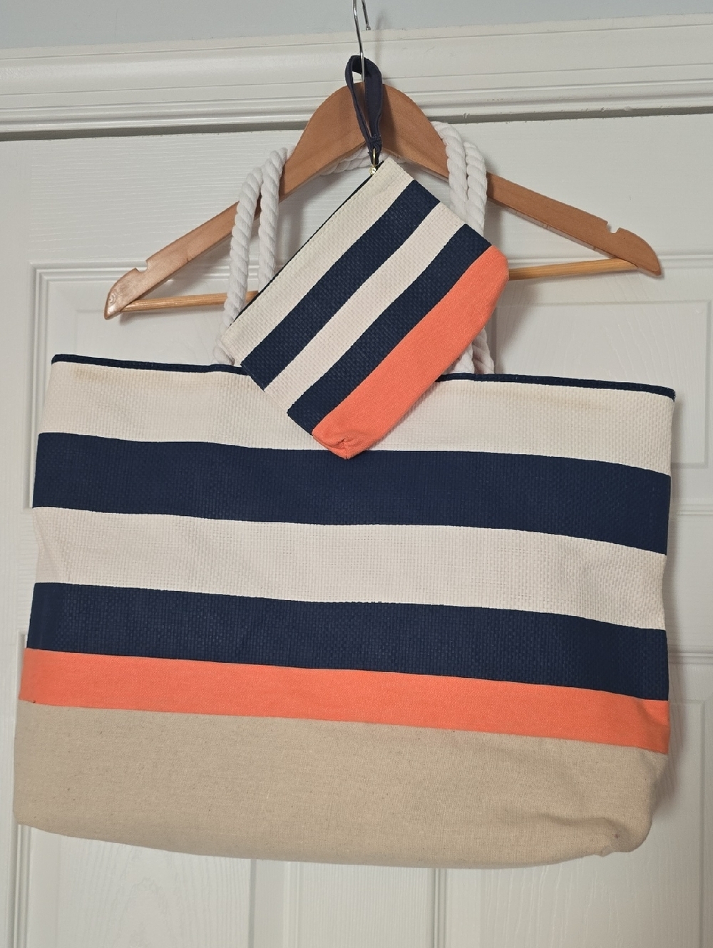 DSW Striped Tote Bag & Wristlet